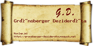 Grünsberger Dezideráta névjegykártya